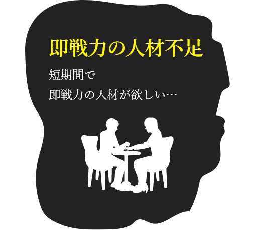 即戦力の人材不足 短期間で即戦力の人材が欲しい…